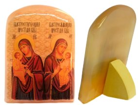 Икона из селенита "Быстрослышащая и Быстроотвечающая" 