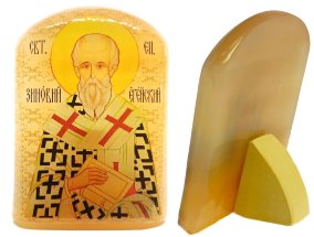 Именная икона из селенита "Св. Зиновий епископ Егейский" 