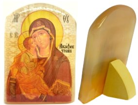 Икона из селенита "Божьей Матери Акафистная" 