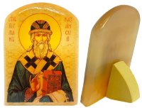 Икона из селенита с подставкой "Герман Казанский"