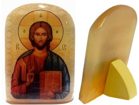 Икона из селенита с подставкой "Иисус Господь Вседержитель" 