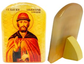 Именная икона из селенита "Святой Димитрий Донской" 