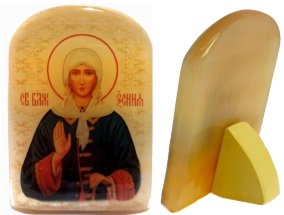 Икона из селенита с подставкой "Ксения Петербургская" 