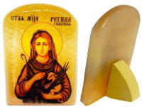 Икона из селенита с подставкой "Святая мученица Регина Гальская"