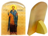 Икона из селенита с подставкой "Святой Дамиан"