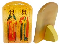  Икона из селенита с подставкой "Святые Великомученицы Варвара и Екатерина"