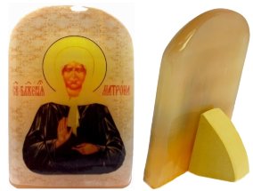 Икона из селенита с подставкой "Матрона" 