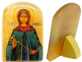 Икона из селенита с подставкой "Святая Преподобная Домника" 