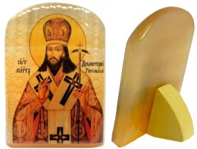 Именная икона из селенита "Святитель Дмитрий Ростовский" 