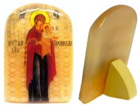 Икона из селенита с подставкой "Божией Матери Косинская"