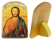 Икона из селенита с подставкой "Христос Спаситель Лоза Истинная" 