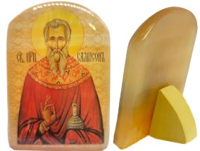 Именная икона из селенита "Преподобный Сампсон Странноприимец" 
