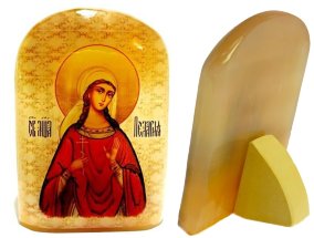 Именная икона из селенита "Святая Пелагея" 