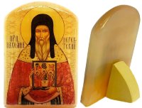 Именная икона из селенита "Прп. Пахомий Нерехтский"