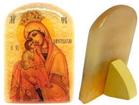 Икона из селенита с подставкой "Божией Матери Цареградская" 