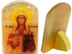 Именная икона из селенита "Святая Антонина" 