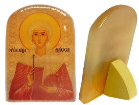 Именная икона из селенита "Святая Васса" 