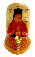 Икона с подсвечником из селенита"Святой Лука"