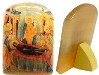 Икона из селенита с подставкой "Успение Пресвятой Богородицы"