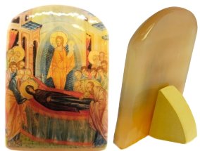 Икона из селенита с подставкой "Успение Пресвятой Богородицы" 