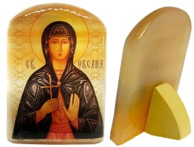 Именная икона из селенита "Св. Оксана" 
