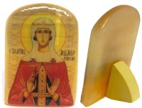Икона из селенита с подставкой "Святая Людмила Чешская"